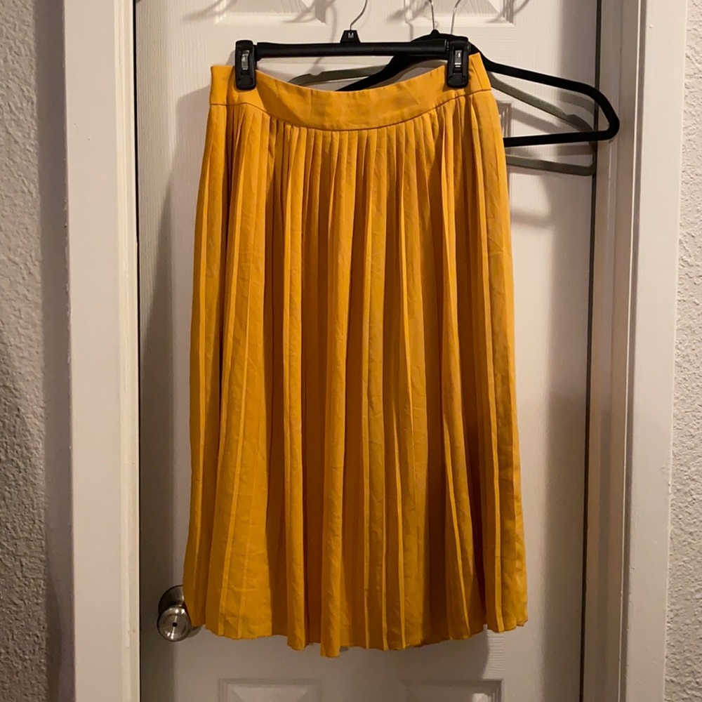 Yellow J. crew midi zip skirt